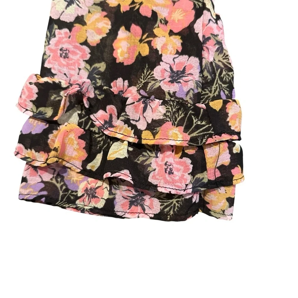 Free People Long Sleeve Maybel Blouse Women's Floral Print Black Combo Size XS - Picture 4 of 12